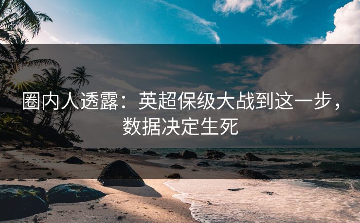 圈内人透露：英超保级大战到这一步，数据决定生死