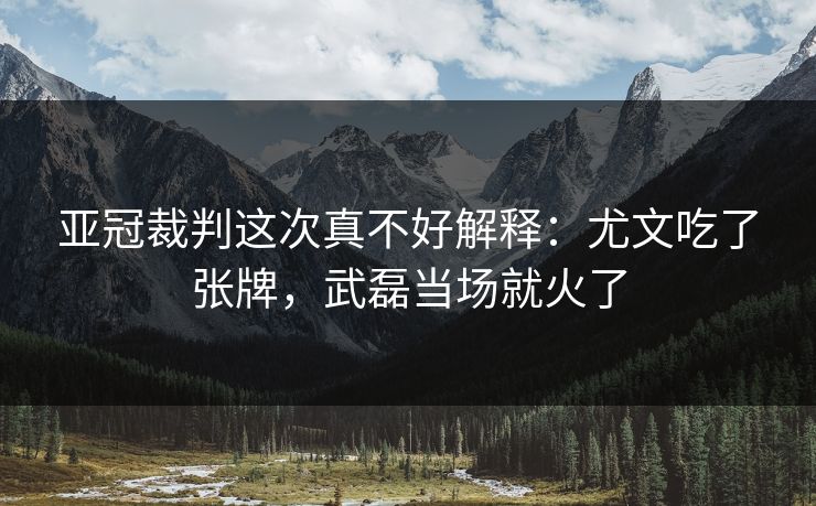 亚冠裁判这次真不好解释：尤文吃了张牌，武磊当场就火了